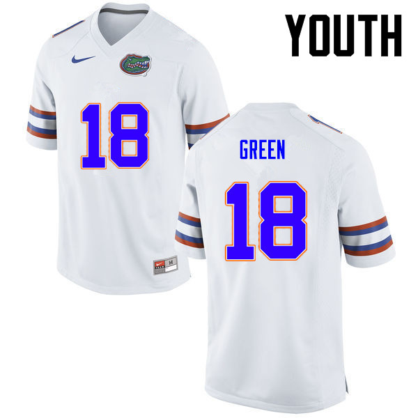 Youth Florida Gators #18 Daquon Green College Football Jerseys-White - Click Image to Close
